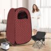 Portable Steam Sauna, Personal Steam Sauna Tent for Home Spa, Full Size Portable Spa Sauna Box with 3L 1000W Sauna Steamer, Large Size Foldable Chair Included, Brown - Image 2