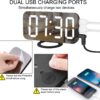 SZELAM Digital Clock Large Display, LED Alarm Electric Clocks Mirror Surface for Makeup with Diming Mode, 3 Levels Brightness, Dual USB Ports Modern Decoration for Home Bedroom Decor-Black - Image 5