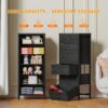 Furnulem Tall Dresser with 6 Drawers,Vertical Bedside End Table & Chest for Bedroom,Black Storage Tower Dorm Nightstand with Fabric Drawer Organizer Unit Furniture in Living Room,Closet,Hallyway - Image 5