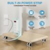 YOMT Floor TV Stand with Power Outlet, Universal TV Stand for 32-70 inch TV, Swivel Rolling Height Adjustable Portable TV Stand on Wheels, Modern Mobile Wood Base White TV Stand - Image 2