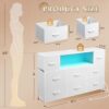 WLIVE White Dresser for Bedroom, TV Stand for Bedroom for 55 inch TV with Charging Station and LED Lights, Fabric Chest of Drawers with Open Shelves, 8 Drawers Dressers for Living Room, Closet - Image 3