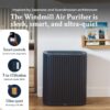 Windmill Air Purifier for Home - 3-In-1 Filtration for Smoke & More - True HEPA Filter, Activated Carbon, & Pre-Filter - Covers Up To 1950 sq ft - Ultra-Quiet - App Compatible - Navy - Image 3