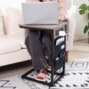 AMHANCIBLE C Shaped End Table with Charging Station, TV Tray Set of 2, Couch Tables with Storage Bag, Slide Under Sofa Side Table with USB Ports and Outlets for Living Room, Grey HET04CGY - Image 2