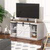 YESHOMY Farmhouse TV Stand and Entertainment Center for Televisions up to 65 Inchs, with Sliding Barn Doors and Storage Cabinets, Console Table and Media Furniture for Living Room, 58 Inch, Milk White - Image 4