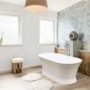 JACUZZI Round Freestanding Tub Filler, Brushed Bronze Round Faucet, Solid Brass Construction, Ceramic Cartridge, Hand Shower Included, Floor Mount Installation, Elegant Lever Handle - Image 2