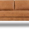 POLY & BARK Cognac Tan Brown Leather Couch - 88.5" Mid Century Leather Sofa with 2 Bolsters - Full Grain Camel Leather Couch - Feather-Down Topper On Seating Surface - Pure-Aniline Italian Leather - Image 3