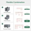 HONBAY Modular Sectional Sleeper Sofa with Storage Reversible Modular Sofa Couch Oversized Sleeper Sectional Sofa Modular Couch Bluish Grey - Image 5