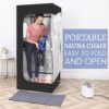 Full Body Personal Home Sauna Box, Portable Steam Saunas Tent, 1100 W & 3 L Sauna Steamer, Remote Control, Foldable Chair(Black) - Image 2