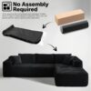 104" Cloudy Sectional L Shaped Couch for Living Room, No Assembly Required, Modular Comfy Sofa with Deep Seat, Fluffy Couch with Sleeper Chaise for Apartment Lounge (Black) - Image 4