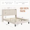 Yaheetech Queen Bed Frame with Headboard, Upholstered Headboard with Charing Station and Storage Shelf, Platform Bed Frame, No Box Spring Needed, Easy Assembly, Beige - Image 2