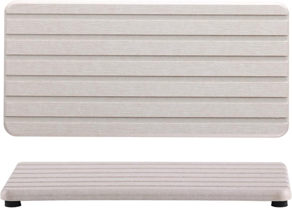 2 PCS Water Absorbent Diatomite Coasters Rectangle(8.27"x3.94"), Grooved Design, Water Absorbing Stone Used for Hand Soaps & Plants & toiletries in The Modern Home