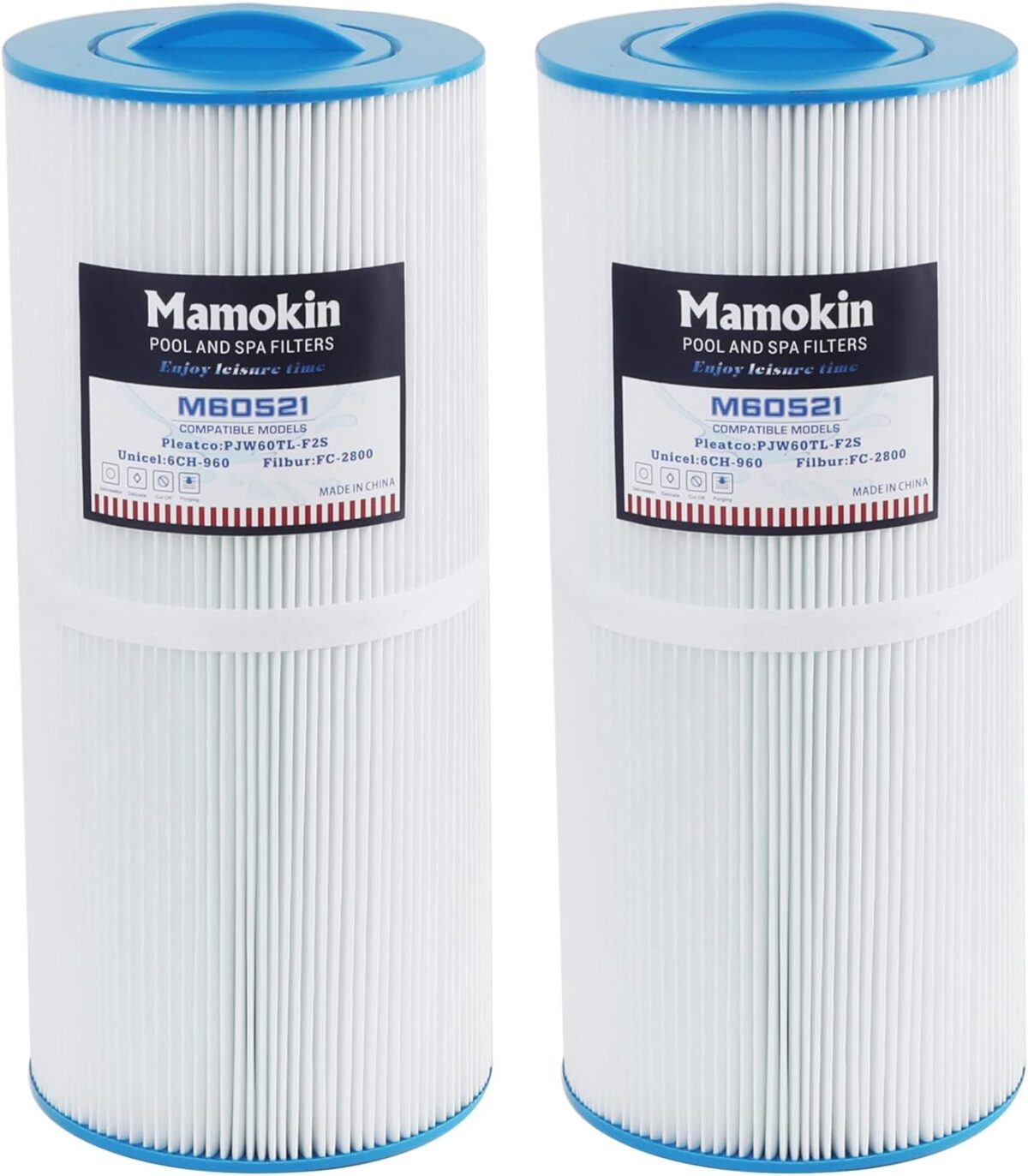 Spa Filter 6CH-960 Replaces Jacuzzi Filters J-300 J-400, Unicel 6CH-960, Pleatco PJW60TL-F2S, Filbur FC-2800, 6540-476, 6540-383, Hot Tub Filter with Closed Handle(Not be Removed)- 2 Pack