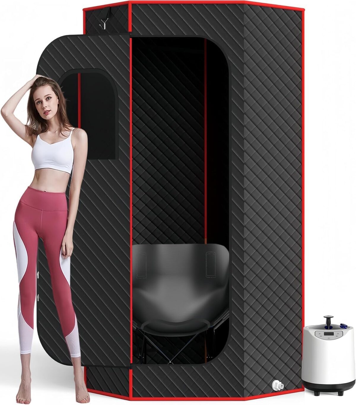 Portable Sauna Box for Home, Steam Sauna Box, 35" x 18" x 25", 71" Full Body Personal Sauna Room with 1200W 3L Steamer, Foldable Chair and Remote Control for Wellness & Relaxation