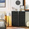 Furnulem Tall Dresser with 6 Drawers,Vertical Bedside End Table & Chest for Bedroom,Black Storage Tower Dorm Nightstand with Fabric Drawer Organizer Unit Furniture in Living Room,Closet,Hallyway - Image 8