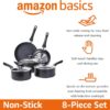 Amazon Basics Non Stick Kitchen Cookware 8-Piece Set, Non-Induction, Includes Pots and Pans, Black - Image 2