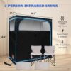 2 Person Infrared Sauna | Full Size Portable Sauna Tent | FAR Infrared Sauna for Home, 1,350watt, Home Saunas with Heating Foot Pad*2, Portable Chair*2, (L56.7 x W31.5 x H59.4, Black) - Image 4