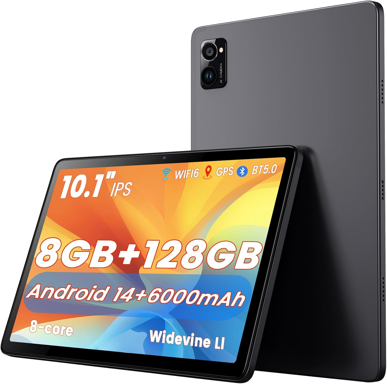 Android 14 Tablets 10 inch, Octa-Core 8GB RAM+128GB ROM, 5G+2.4G Wi-Fi/Bluetooth, FHD Display, 6000mAh Battery, Portable Tablets Built-in 8MP Rear Camera and 5MP Front Camera