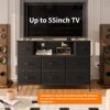 Fixwal Dresser for Bedroom with Power Outlets and LED Lights, Black 55" TV Stand with 8 Drawers, Fabric Chest of Drawers with PU Finish for Living Room, Entryway - Image 4