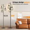 Dimmable Floor Lamp, 3 x 800LM LED Edison Bulbs Included, Farmhouse Industrial Floor Lamp Standing Tree Lamp with Elegant Teardrop Cage Tall Lamps for Living Room Bedroom Office Dining Room-Black - Image 7