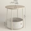 VASAGLE End Table, Small Bedside Table with Fabric Basket, Modern Nightstand, Round Side Table, for Living Room, Bedroom, Cream White ULET223K67 - Image 3