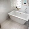 JACUZZI Round Freestanding Tub Filler, Brushed Bronze Round Faucet, Solid Brass Construction, Ceramic Cartridge, Hand Shower Included, Floor Mount Installation, Elegant Lever Handle - Image 3