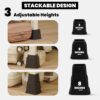 Utopia Bedding Adjustable Bed Furniture Risers - Elevation in Heights 3, 5 or 8 Inch Heavy Duty Risers for Beds and Under Bed Storage - Supports up to 1,300 lbs - (Set of 4 Riser, Black) - Image 6