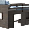 Max & Lily Loft Bed Twin Size, Solid Wood Low Loft Bed with Storage Drawer and Ladder, Modern Farmhouse Loft Bed for Kids, Barnwood Brown - Image 3
