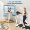 YOMT Floor TV Stand with Power Outlet, Universal TV Stand for 32-70 inch TV, Swivel Rolling Height Adjustable Portable TV Stand on Wheels, Modern Mobile Wood Base White TV Stand - Image 3