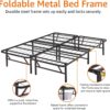 Amazon Basics Bed Frame with Storage, Foldable Metal Platform, Sturdy Steel, No Box Spring Needed, 14 inches High, Tool-Free Setup, King Size, Black - Image 5