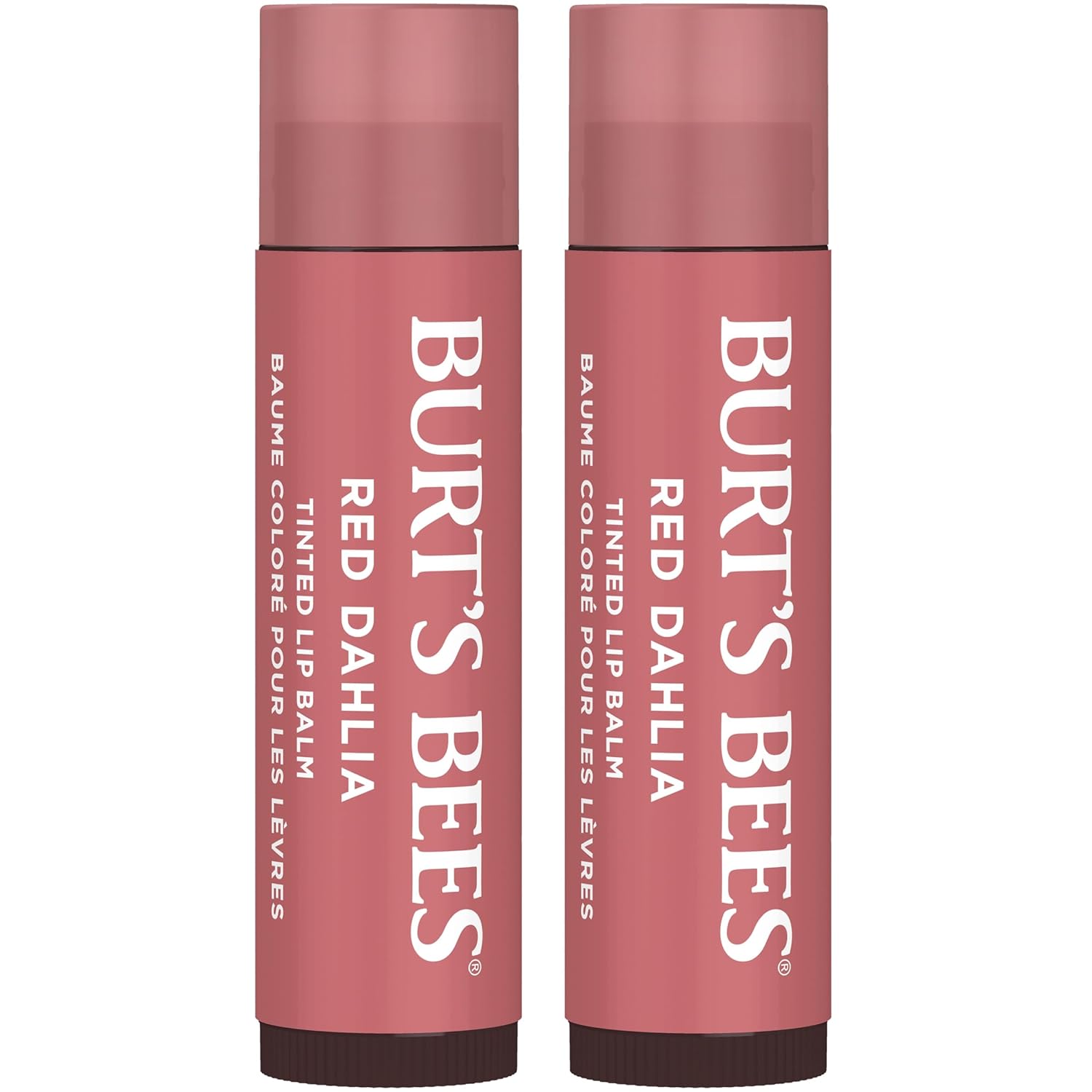 Burt's Bees Lip Tint Balm Valentines Day Gifts with Long Lasting 2 in 1 Duo Tinted Balm Formula, Color Infused with Deeply Hydrating Shea Butter for a Natural Looking Buildable Finish, Fiery Red Dahlia (2-Pack)
