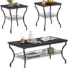 VECELO 3 Pieces Living Room Table Sets, Coffee and End Tables with Open Storage Shelves for Apartment, Home Office, Small Space, Easy Assembly, Black - Image 8