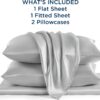 Bedsure Satin Sheets Queen Size - Similar to Silk Sheets, Silky Bedsheet, Luxury & Ultra Soft, Non-Fading & Wrinkle Free, Good for Hair & Skin, Gifts for Women, 4 Pieces, Silver Grey - Image 6