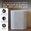 Windmill Air Purifier for Home - 3-In-1 Filtration for Smoke & More - True HEPA Filter, Activated Carbon, & Pre-Filter - Covers Up To 1950 sq ft - Ultra-Quiet - App Compatible - White - Image 3