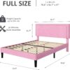 VECELO Full Size Bed Frame with Adjustable Upholstered Headboard, Wooden Slats Platform, Noise-Free Design, Easy Assembly - Image 2