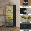 Furnulem Tall 6 Drawers Dresser, Vintage Storage Organizer Unit with Fabric Bins for Bedroom, Living Room, Closet, Nusery, Dorm, Entryway, Bedside Furniture, Sturdy Metal Frame, Wood Top - Image 7