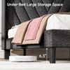 Queen Bed Frame with Headboard, Adjustable Upholstered Platform Bed Frame with Type-C&USB Ports, Wingback Storage Headboard, Solid Wood Slats Support, No Box Spring Needed, Dark Gray - Image 7
