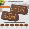 DreamSky Wooden Digital Alarm Clocks for Bedrooms - Electric Desk Clock with Large Numbers, USB Port, Loud Alarm for Heavy Sleepers, Adjustable Volume, Dimmer, Snooze, DST, 12/24H, Wood Décor (Brown) - Image 6