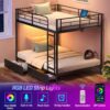 Rolanstar Metal Bunk Bed Full Over Full with USB Charging Station, LED Bunk Bed with 2 Storage Drawers, Bed with Safety Guardrail & Ladders, No Box Spring Needed, Easy Assembly, Black - Image 3