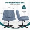 OLIXIS Criss Cross Legged Chairs Armless No Wheels Wide Seat Height Adjustable Swivel Padded Fabric Home Office Desk Seating for Bedroom, Student, Study Room - Image 2