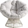 OSP Home Furnishings Wicker Papasan Chair with 360-Degree Swivel, White Frame with White Cushion - Image 4