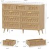 Rovaurx 9 Drawers Dresser for Bedroom, Boho Chest of Drawers with Metal Handles, Wooden Storage Organizer with Rattan Drawers for Closet, Living Room, Hallway, Natural RDG009M - Image 3