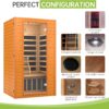 Real Relax Infrared Sauna for Home, Home Indoor Sauna for up to 2 People, with Near Zero Emf Infrared Lighting, 1640w, 9 Chromo Therapy Lights, Canadian Hemlock Wood Sauna - Image 7