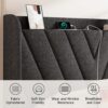 Queen Bed Frame with Headboard, Adjustable Upholstered Platform Bed Frame with Type-C&USB Ports, Wingback Storage Headboard, Solid Wood Slats Support, No Box Spring Needed, Dark Gray - Image 4