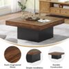 Tribesigns Coffee Table Square LED Coffee Table Engineered Wood Low Coffee Table for Living Room (Rustic Brown+Black) - Image 7