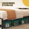 DWVO King Size Bed Frame with Charging Station, Upholstered Platform Bed with Storage Headboard, Metal Slats Supports Mattress Foundation, No Box Spring Required, Beige - Image 5