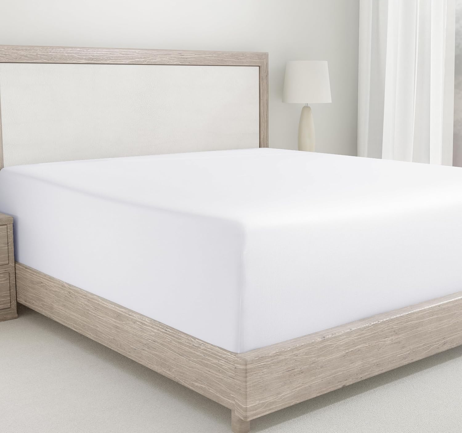 California Design Den King Size Fitted Sheet White, 100% Cotton 400 Thread Count Sateen, Deep Pockets, Durable Fitted Sheet Only (King, White)