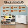 WLIVE White Dresser for Bedroom, TV Stand for Bedroom for 55 inch TV with Charging Station and LED Lights, Fabric Chest of Drawers with Open Shelves, 8 Drawers Dressers for Living Room, Closet - Image 4