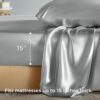 Bedsure Satin Sheets Queen Size - Similar to Silk Sheets, Silky Bedsheet, Luxury & Ultra Soft, Non-Fading & Wrinkle Free, Good for Hair & Skin, Gifts for Women, 4 Pieces, Silver Grey - Image 4