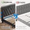 Queen Bed Frame with Headboard, Adjustable Upholstered Platform Bed Frame with Type-C&USB Ports, Wingback Storage Headboard, Solid Wood Slats Support, No Box Spring Needed, Dark Gray - Image 5