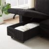 78''Comfortable Corduroy L-Shaped Sofa Couch, 3 Seat Pull Out Sleep Sofa Bed with Storage, Reversible Sleeper Sectional Sofa with Pullout Bed, Reversible Couch for Living Room, Black - Image 5